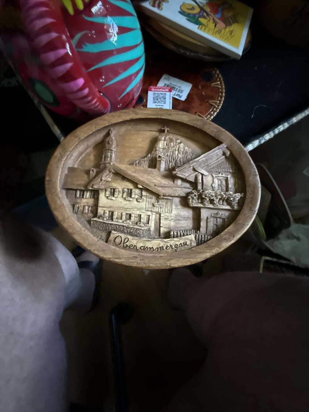 Vintage 3D Alpine Village Oberammergau Carved Wall Plaque